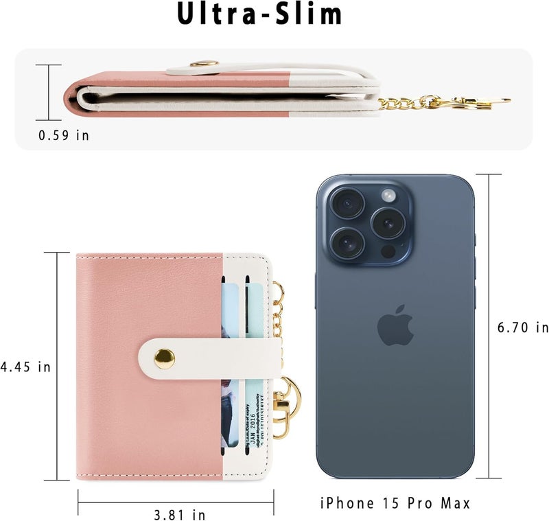 Airkit Small Wallets Woman RFID Blocking Leather Credit Card Holder - with ID Window - Card Wallets for Women - with Zipper Coin Purse - Keychain Wallet - Image 5
